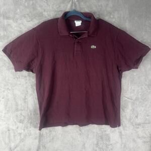Lacoste Classic Fit Polo Mens L 8 Burgundy Crocodile Logo Casual Maroon